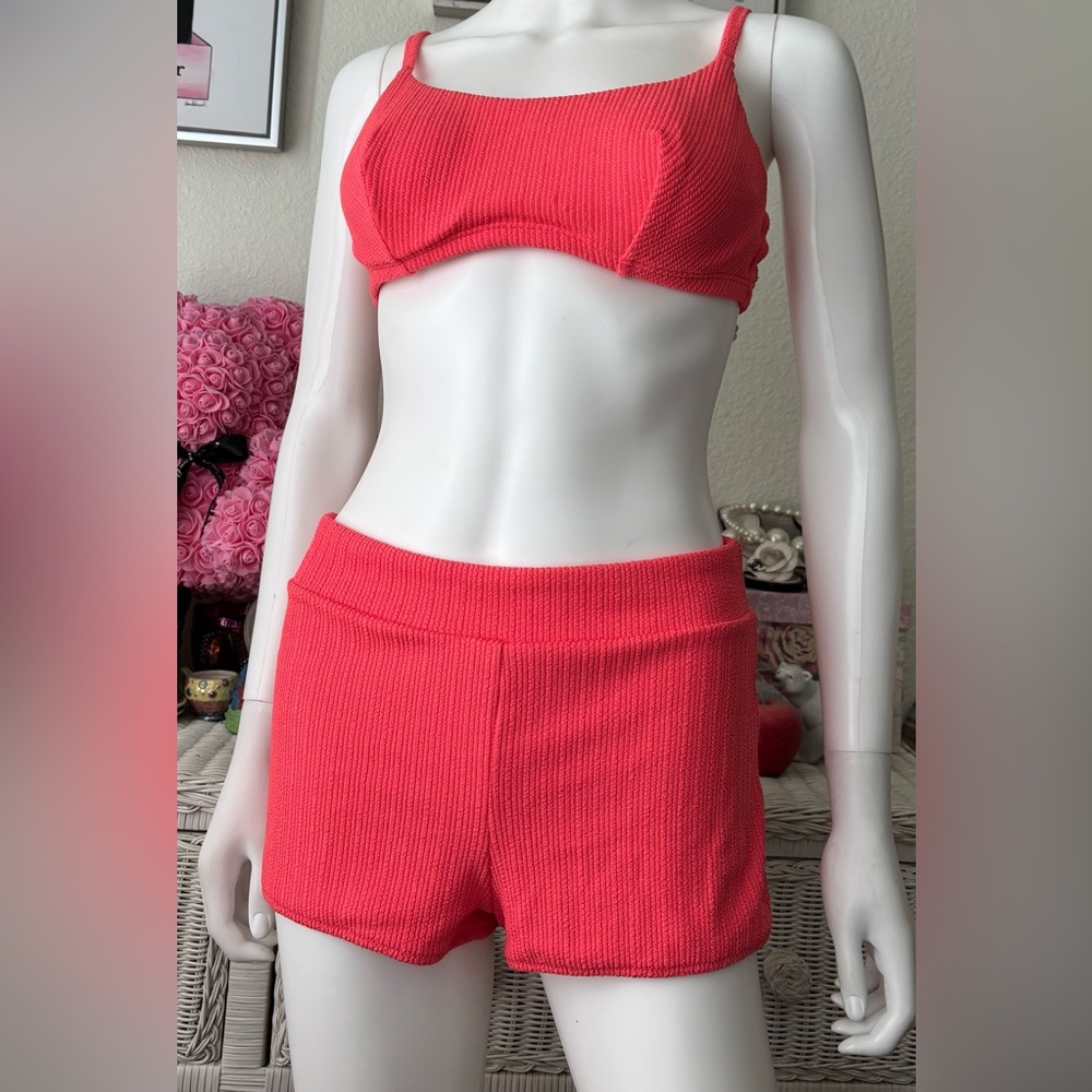 Roxy Aruba Two Piece Swim Suit Orange Color D Cup Top Size = M Bottom = L  NWT